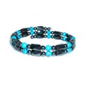 18cm Stone Beaded Hematite Metal Wire Bangle Bracelet